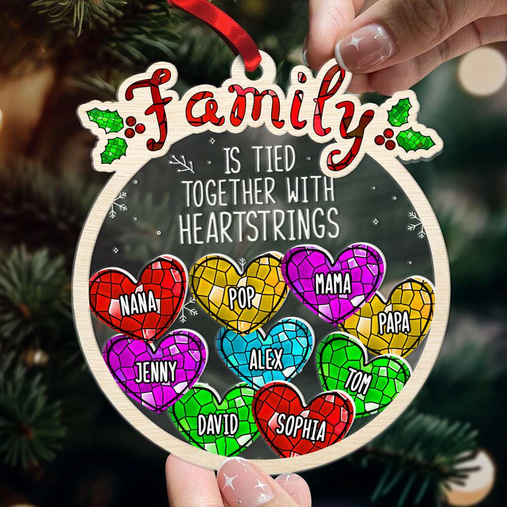 Personalized Christmas Gifts For Family, Family Is Tied Together With Heartstrings Ornament 02ACDT191024 - Ornament - GoDuckee