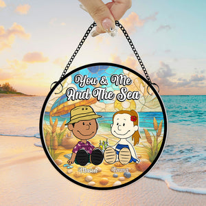 Personalized Gifts For Couple Suncatcher Ornament You Me And The Sea 03XQMH100125PA - Ornament - GoDuckee