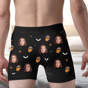 Personalized Gifts For Couple Boxer Briefs Halloween Trick Treat Custom Face Photo 05XQQN010824 - Boxer Briefs - GoDuckee