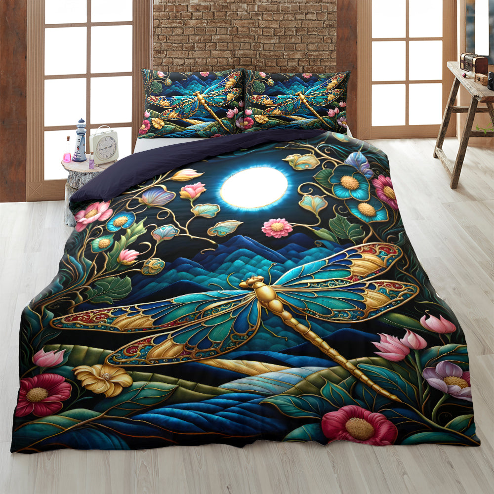 Enchanted Dragonfly Garden Quilt Bed Set Quilt Bed Set Gift For Dragonfly Lovers 05HULU200125 - Blanket - GoDuckee