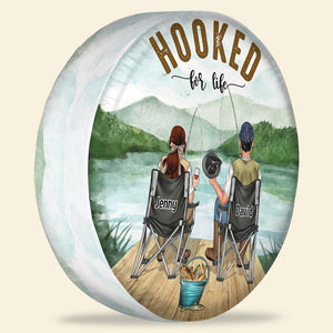 Hooked For Life - Personalized Couple Tire Cover Gift For Couple Fishing Lovers - Tire Cover - GoDuckee