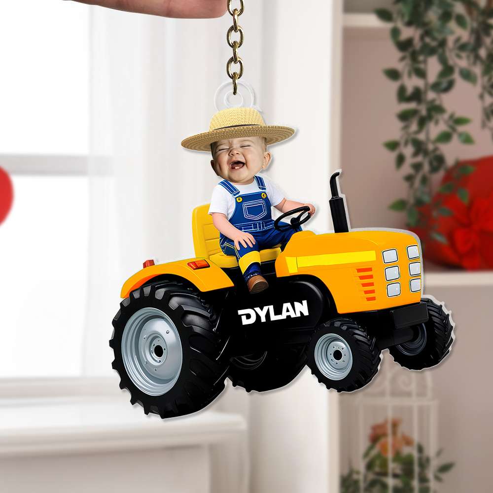 Customized Photo Gifts For Kid Acrylic Keychain Riding Tractor 03XQLU111224 - Keychains - GoDuckee