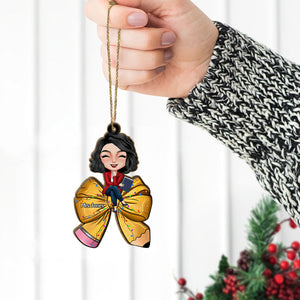 Personalized Gifts For Teacher, Teacher Coquette Bow Wood Ornament 02NAMH090924HH - Ornament - GoDuckee