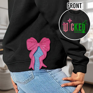 Glitter Embroidered Sweatshirt with Side Bow - Gift for Wick 236acxx260824 - Shirts - GoDuckee