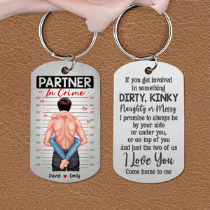 Personalized Gifts For Couple Stainless Steel Engraved Keychain Partner In Crime - Keychains - GoDuckee