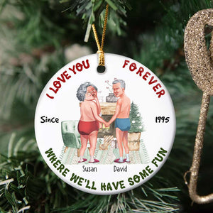 I Love You Forever, Couple Gift, Personalized Ceramic Ornament, Old Couple Ornament, Christmas Gift 03PGHN010923DA - Ornament - GoDuckee