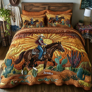 Desert Sunset Cowgirl Quilt Bedding Set Special Line - Personalized Gifts For Cowgirl 05nalu191225 - Bedding Set - GoDuckee