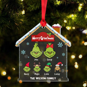 Merry Grinchmas, Personalized Green Family Acrylic Ornament, Christmas Gift - Ornament - GoDuckee