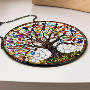 Personalized Gifts For Family Stained Glass 05acdt250824 Family Tree - Ornament - GoDuckee