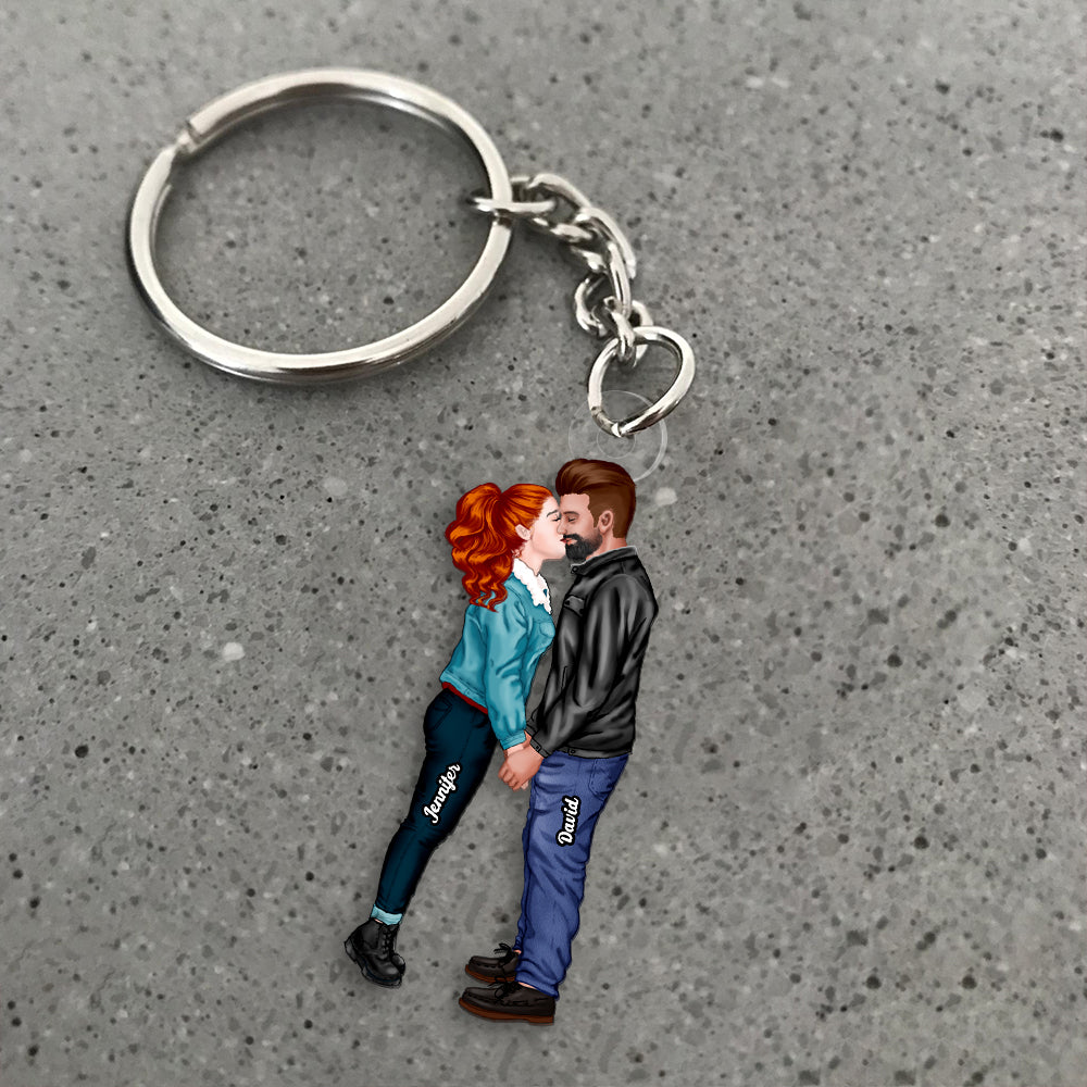 Personalized Gift For Couple Keychain Kissing Couple - Keychains - GoDuckee