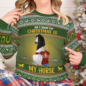 All I Want For Christmas Is My Horse, Personalized Gifts Pet Lovers Ugly Sweater 04TGMH231024TM - Ugly Christmas Sweater - GoDuckee