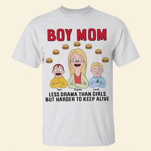 Personalized Gifts For Mom Shirt 04totn080325hg Boy Mom - Less Drama Than Girls But Harder To Keep Alive - Shirts - GoDuckee