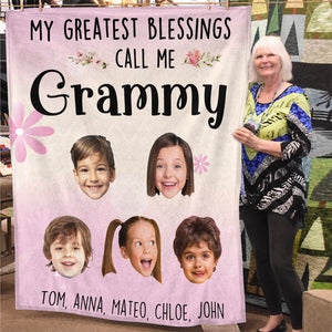 Custom Photo Gifts For Grandma Blanket My Greatest Blessings Call Me Grammy 03HUDT270225 - Blanket - GoDuckee