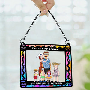 Personalized Gifts For Family Window Hanging Suncatcher Ornament Cartoon Family 01ACDT110225HG - Ornament - GoDuckee