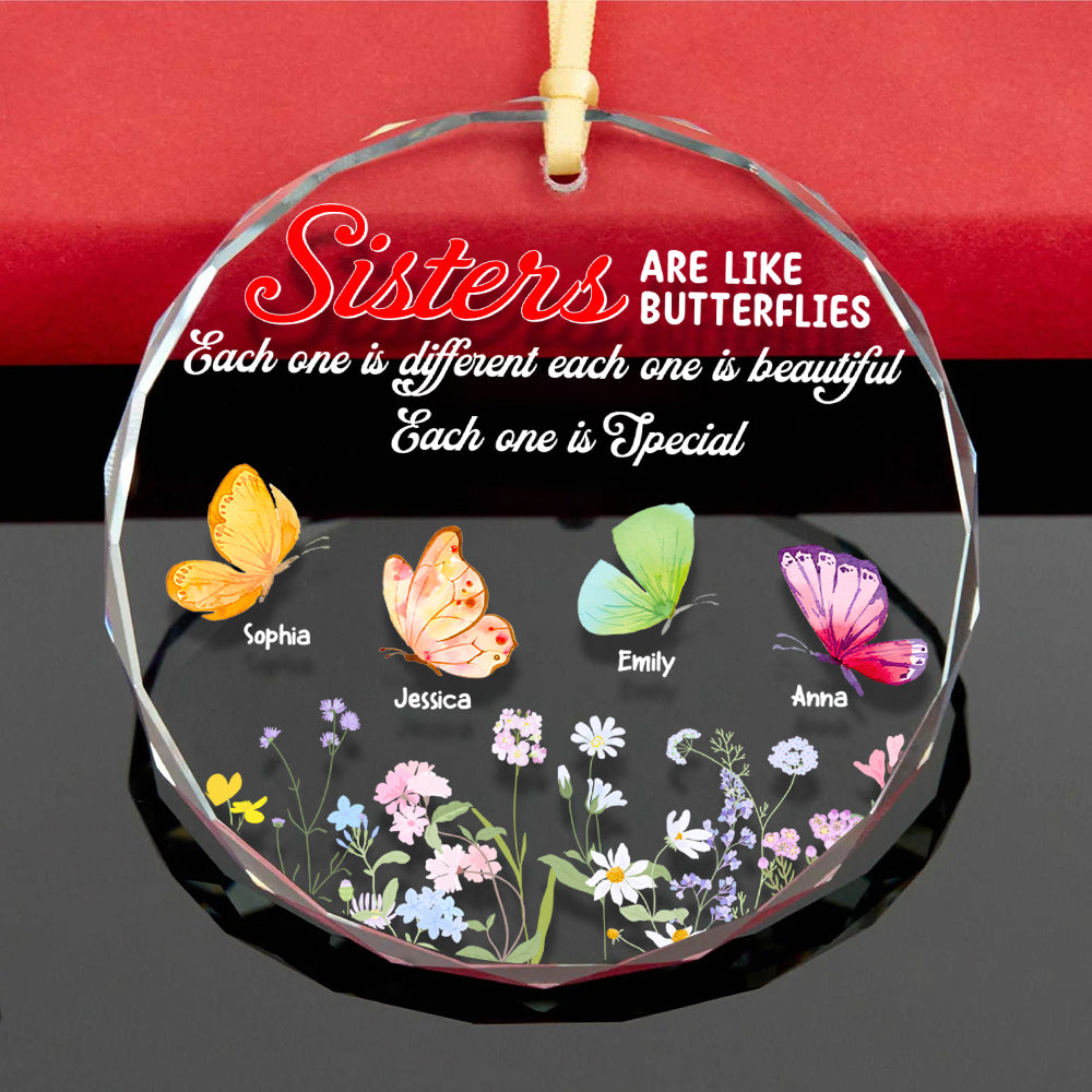 Personalized Gifts For Sisters Christmas Ornament Butterflies Wild Flower 02xqtn261124 - Ornament - GoDuckee