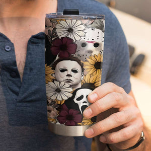 Gifts For Horror Fan Tumbler Floral Horror Killer Characters 10acxx050824 - Tumbler Cup - GoDuckee