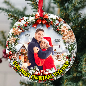 Custom Photo Gifts For Couple Christmas Ornament First Christmas 01xqpu100924 - Ornament - GoDuckee