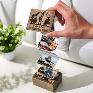 Personalized Gifts For Couple Wooden Photo Box The Adventure Begins - Wooden Photo Box - GoDuckee