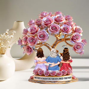 Personalized Gifts For Mom Plaque Mother Daughters Forever Linked Together 06tgqn220425tm - Shaped Plaques - GoDuckee