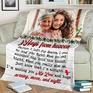 Hug From Heaven, Custom Photo Memorial Blanket, Christmas Gift For Family - Blanket - GoDuckee