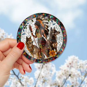 Personalized Native Woman And Wolves Suncatcher Ornament 39acqn240824 - Ornament - GoDuckee