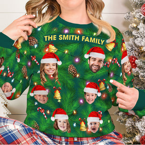 Custom Photo Gift For Family, Christmas Light Bulbs Ugly Sweater 05ACQN031024 - AOP Products - GoDuckee