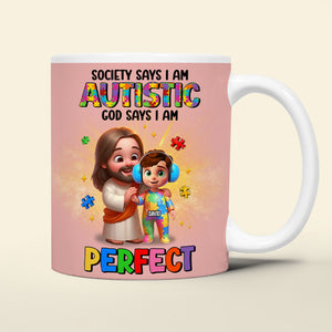 Personalized Gifts For Autism Kid Mug, God Protect Him/ Her In His Arms 01qhtn050325 - Coffee Mug - GoDuckee