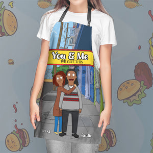 Personalized Gifts For Couple Apron Cartoon Lover 05XQLU251224HG - Aprons - GoDuckee