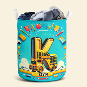 Custom Alphabet Letter Gifts For Kid Bus Lover Laundry Basket 02xqtn051224 - Laundry Basket - GoDuckee