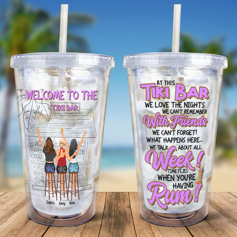 Best Friends, Welcome To The Tiki Bar, Personalized 16oz Acrylic Tumbler, Gifts For Friends - Tumbler Cup - GoDuckee