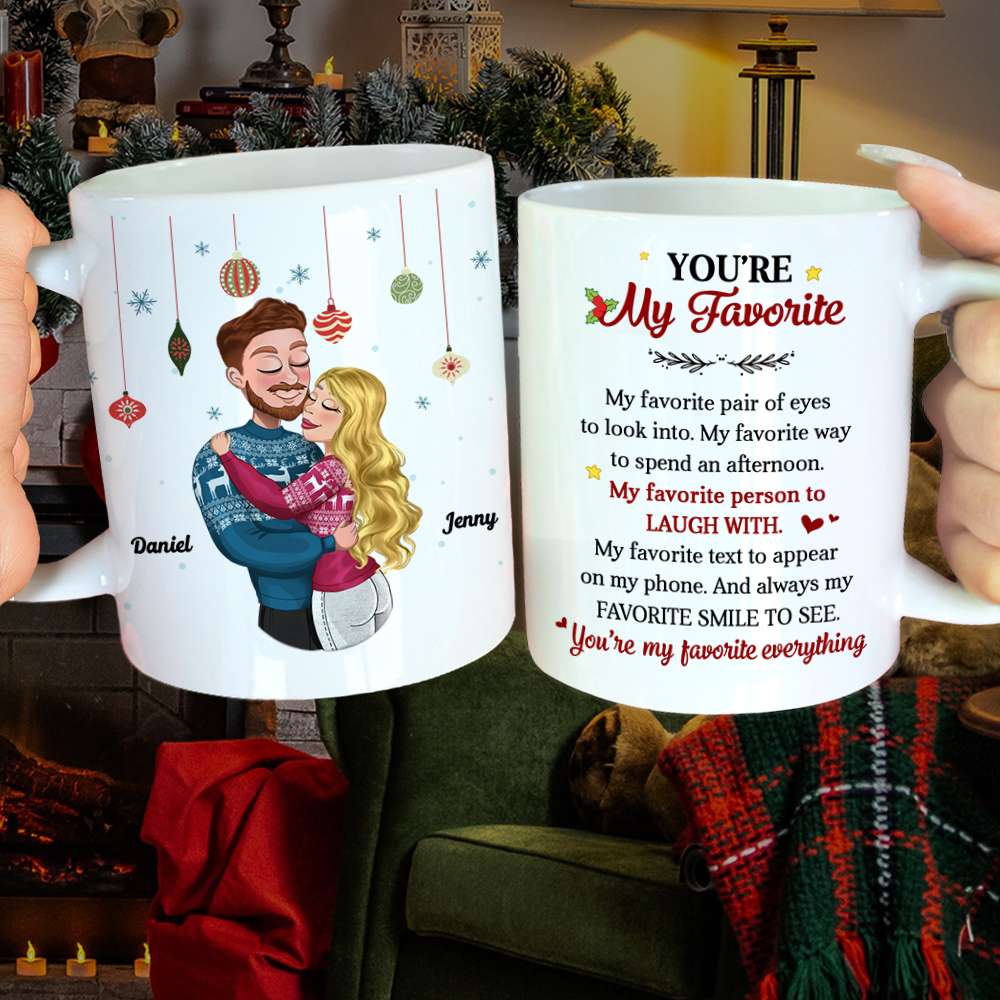 You're My Favorite, Couple Gift, Personalized Coffee Mug, Couple Hugging Mug, Christmas Gift - Coffee Mug - GoDuckee