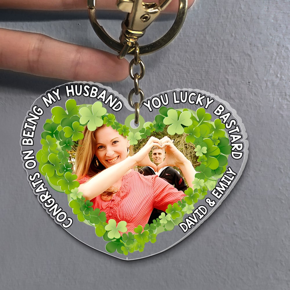 Congrats On Being My Husband-Custom Photo Keychain- Couple Gift- Couple Keychain - Keychains - GoDuckee