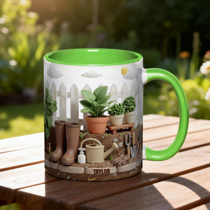 Gardening Scene Accent Mug – Personalized Gifts For Garden Lovers 03kilu080126 - Coffee Mug - GoDuckee