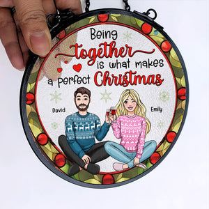 Personalized Gifts For Couple Stained Glass, A Perfect Christmas 06kaqn070824hh - Ornament - GoDuckee