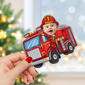 Custom Photo Funny Gifts For Kid Christmas Firefighter Ornament 01xqpu191124 - Ornament - GoDuckee