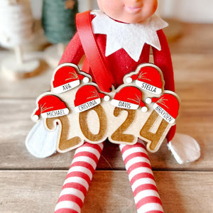 Christmas Gift For Family 10HUXX130924 2 Layers Wooden Ornament, Santa Hat Family Christmas Ornament - Ornament - GoDuckee