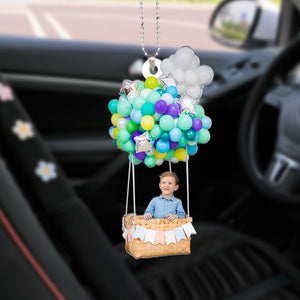 Custom Photo Gifts For Kids Car Ornament Balloon Basket Kid Face - Ornaments - GoDuckee