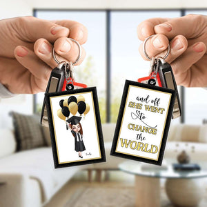 Personalized Gifts For Her Keychain She Went To Change The World - Keychains - GoDuckee