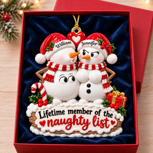 Naughty Snowman Couple Christmas Ornament - Personalized Gifts For Couple 05toqn191026 - Ornament - GoDuckee
