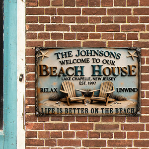 Beach House Entrance Metal Sign - Personalized Gifts For Family At Beach 01qhqn070725 - Metal Signs - GoDuckee