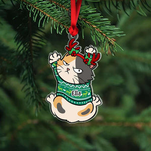 Gift For Cat Lover, Personalized Acrylic Ornament, Cat Scratching Christmas Ornament, Christmas Gift 03QHHN121023 - Ornament - GoDuckee