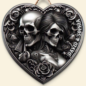 Personalized Gifts For Couple Metal Sign Skull Couple 01OHDT171224 - Metal Signs - GoDuckee