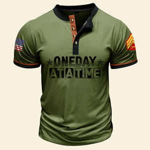 Custom Military Rank Gifts For Veteran Lapel Shirt One Day At A Time 02toqn110724 - Shirts - GoDuckee