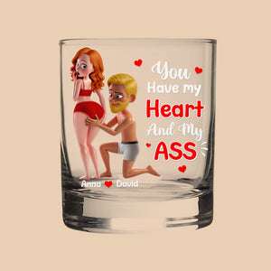 You Have My Heart Whiskey Glass Personalized Funny Gifts For Couple 03natn180725hg - Whiskey Glass - GoDuckee