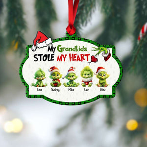 My Grandkids Stole My Heart, Gift For Family, Personalized Acrylic Ornament, Green Kids Ornament, Christmas Gift 06HTHN300923 - Ornament - GoDuckee