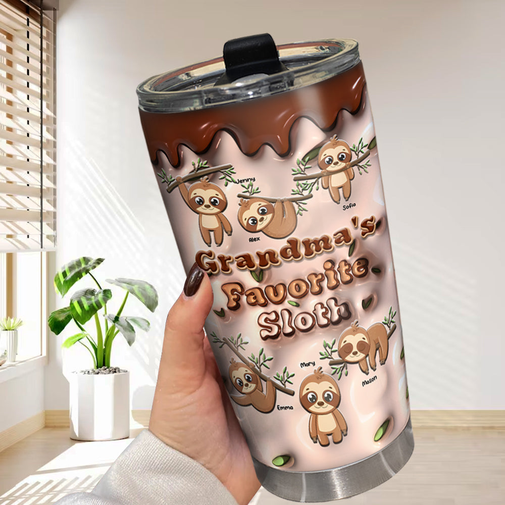 Personalized Gifts For Grandma Tumbler 02xqmh080225 Grandma's Favorite Sloths - Tumbler Cup - GoDuckee