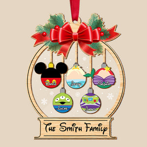 Personalized Gifts For Family 2 Mix Layered Ornament 03natn150824, Christmas Ball Cartoon Characters - Ornament - GoDuckee