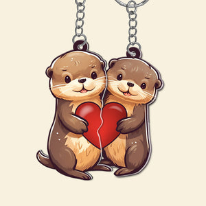 Personalized Otter Couple Keychains - Couple Gift - Keychains - GoDuckee