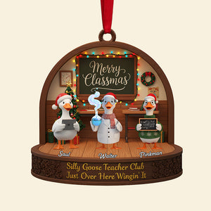 Teacher Goose Coworker Acrylic Christmas Ornament - Personalized Gifts For Coworker 01nata061125 - Ornament - GoDuckee