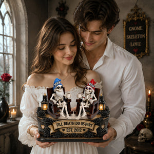 Couple Gnome Skeleton Acrylic Plaque - Personalized Gifts For Couple 05ohlu180826 - Shaped Plaques - GoDuckee